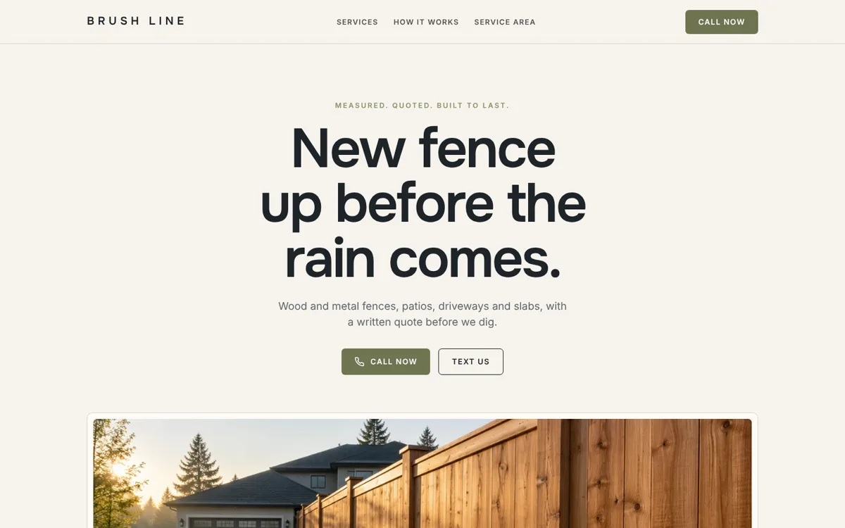 Brush Line Fence & Concrete, sample site